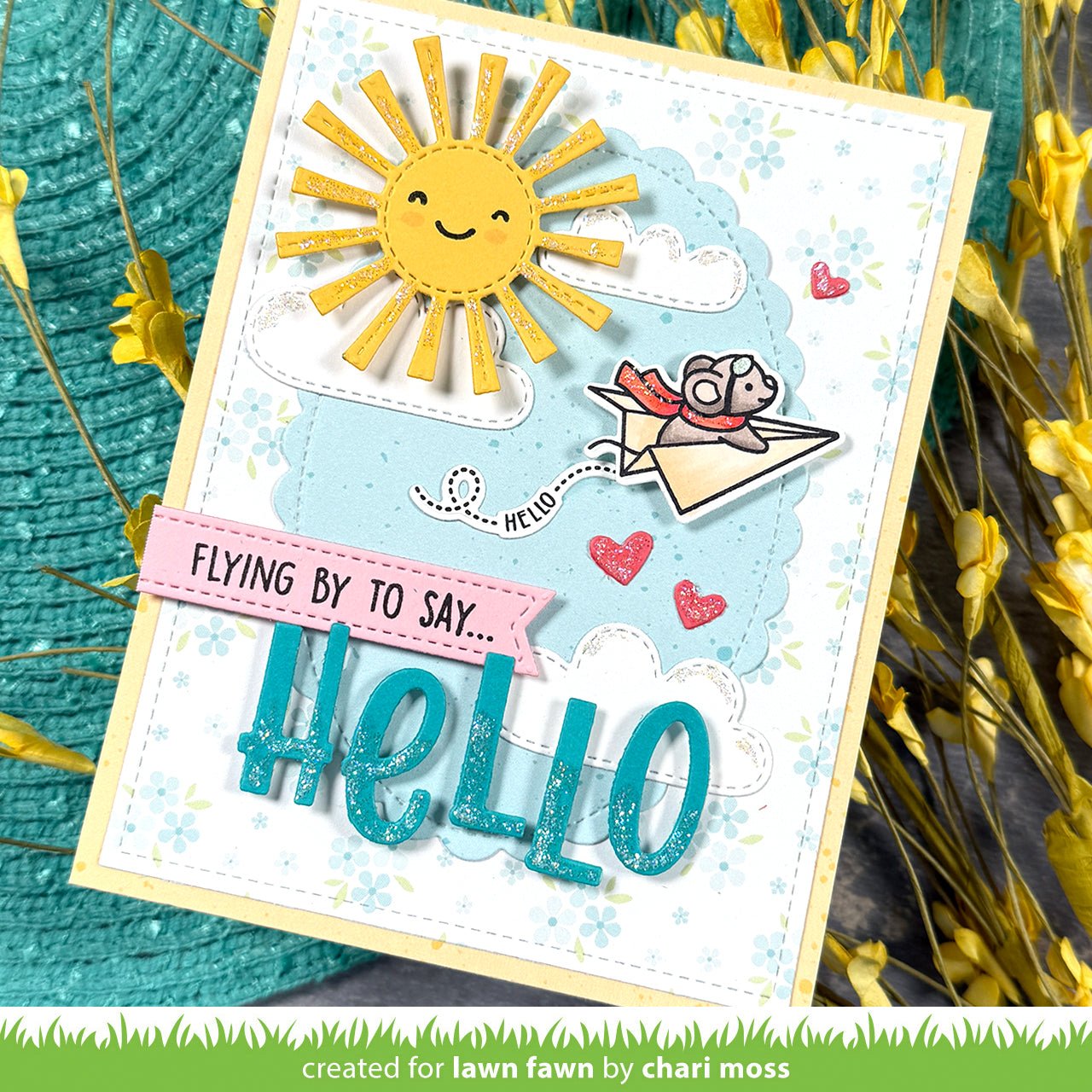 Lawn Fawn Have a Mice Flight 2x3 Clear Stamp Set