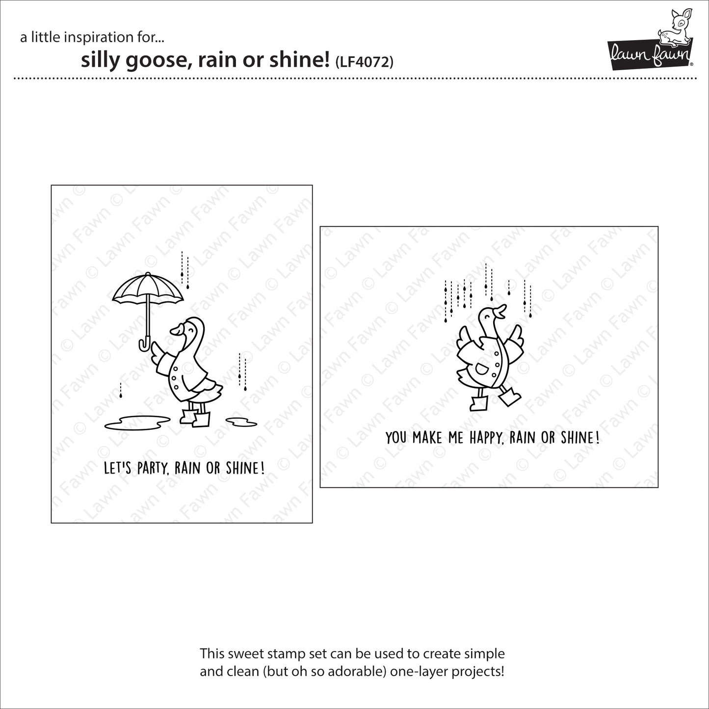 Lawn Fawn silly goose, rain or shine!