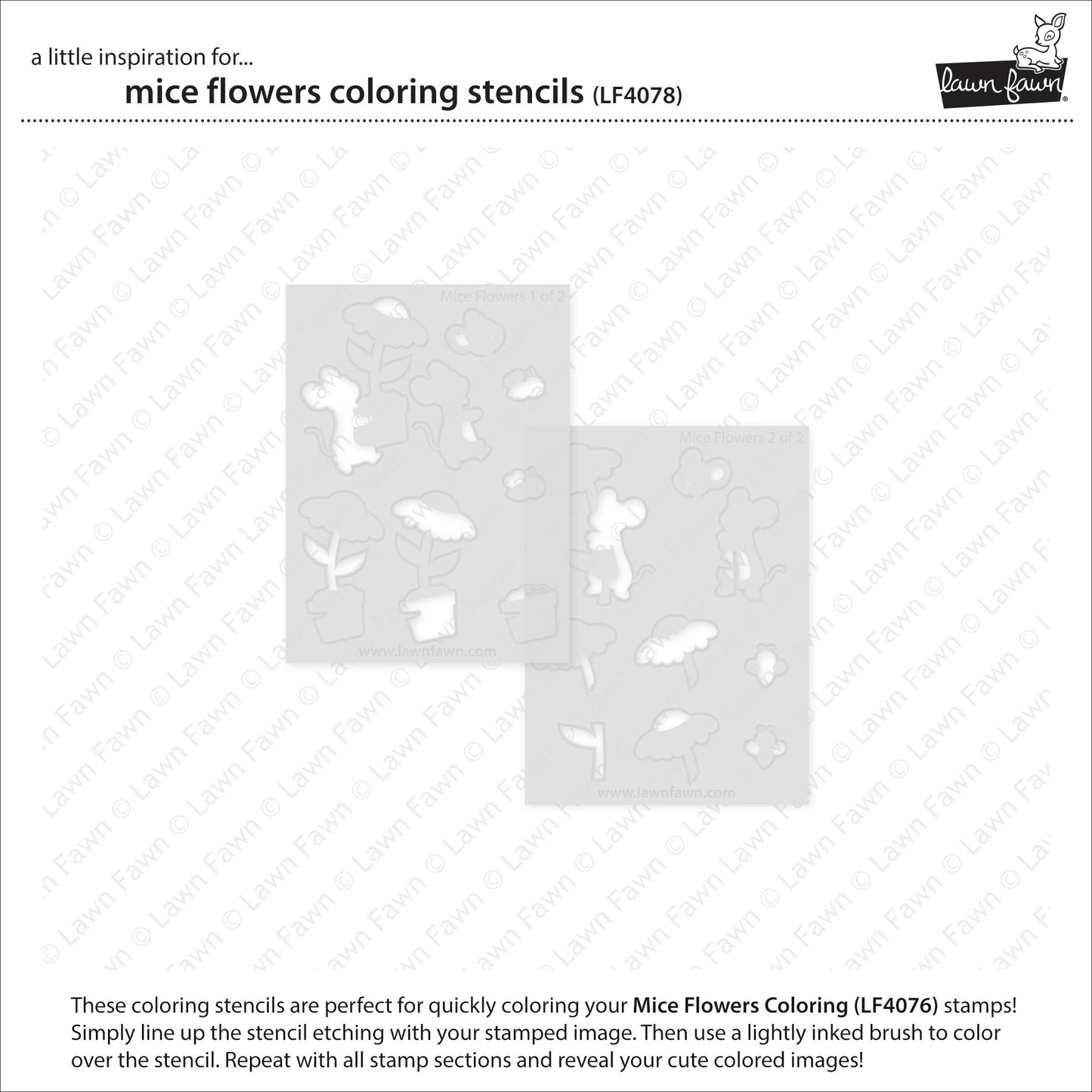 Lawn Fawn mice flowers coloring stencils