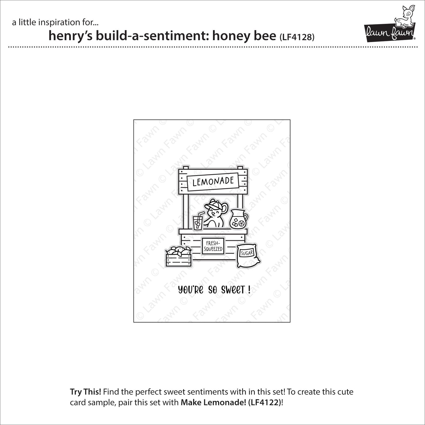 Lawn Fawn Henry's Build-A-Sentiment: Honey Bee Clear Stamp Set 3x4