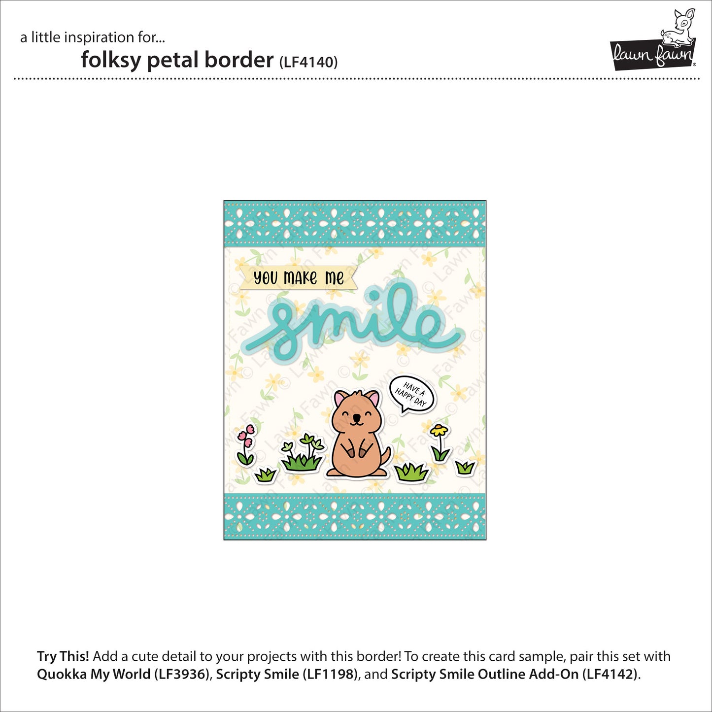 Beispielkarte mit Lawn Fawn Folksy Petal Border Stanzen