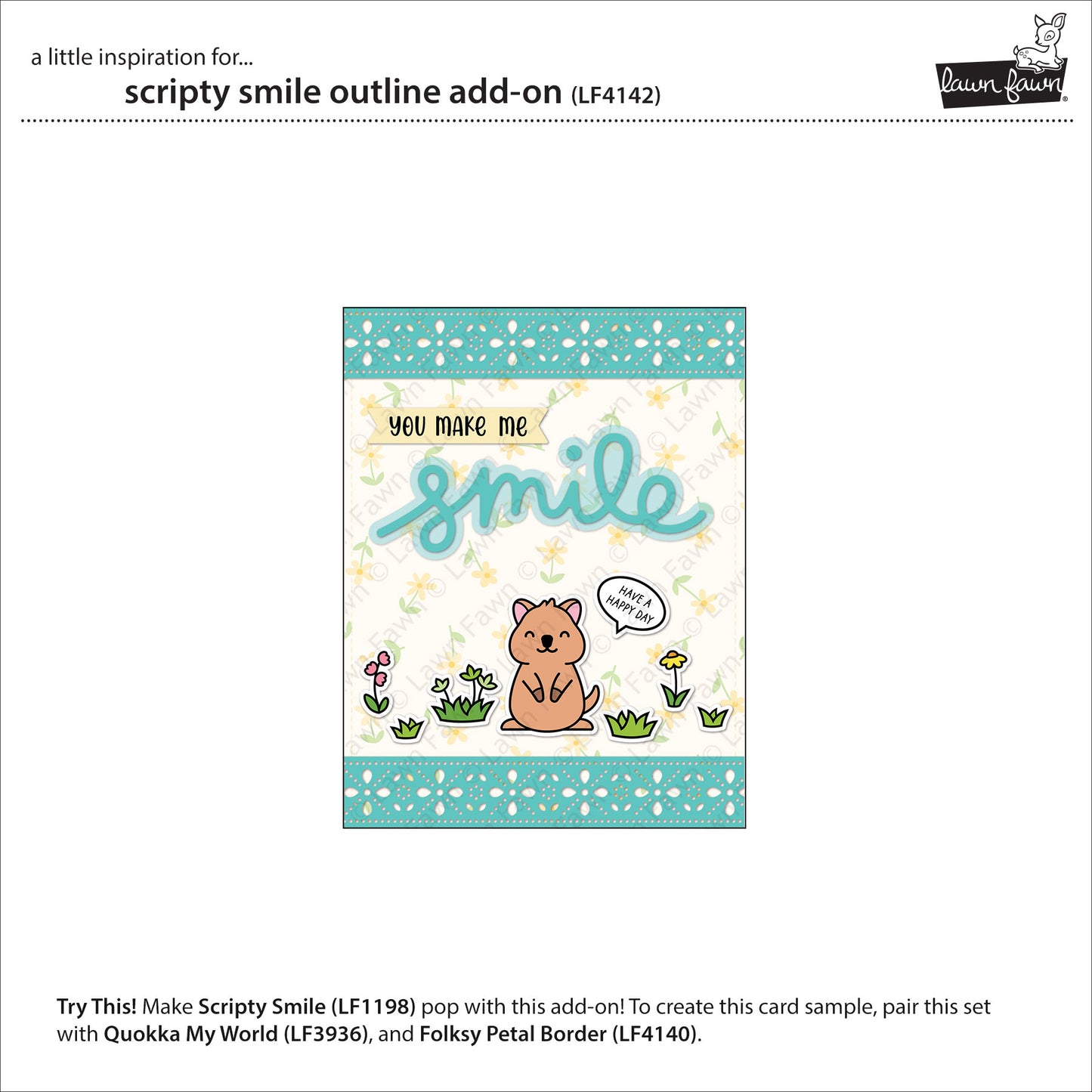 Lawn Fawn Scripty Smile Outline Add-On Stanzen
