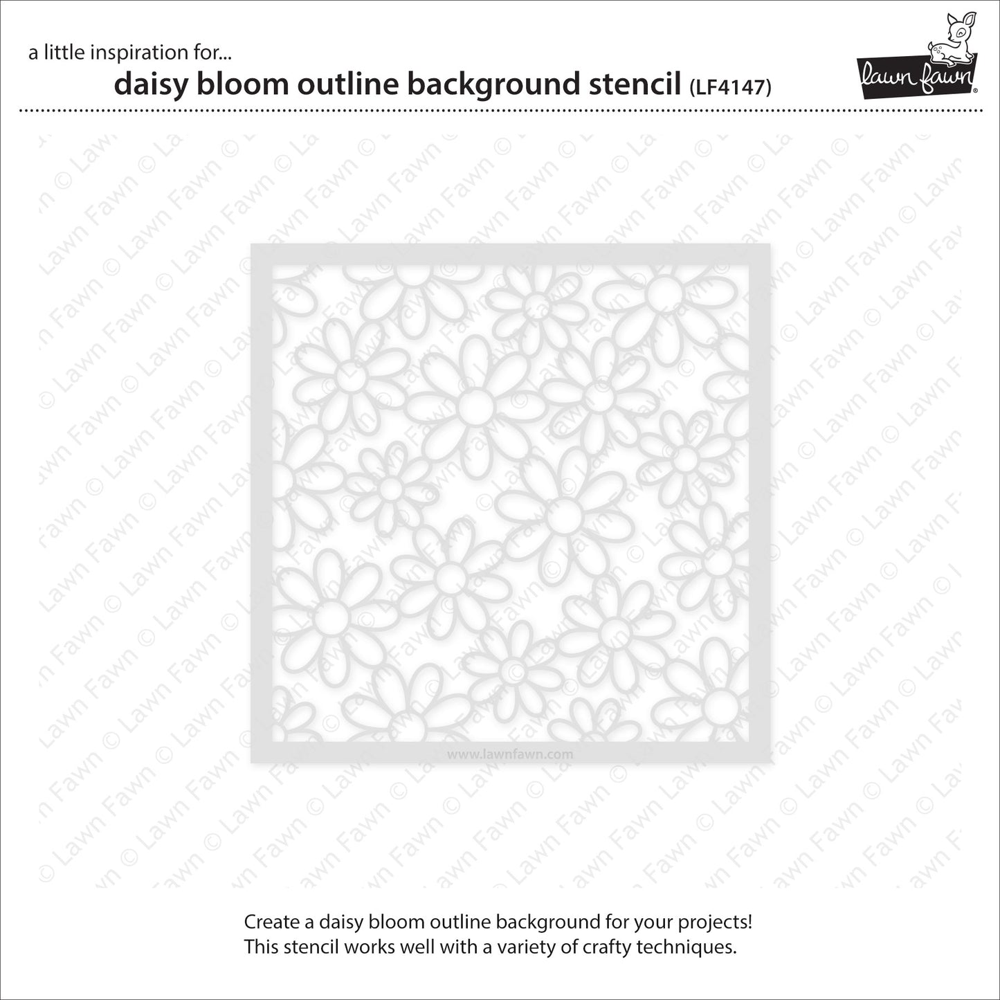 Lawn Fawn Daisy Bloom Outline Background Schablone für schnelle und detailreiche Blumenhintergründe