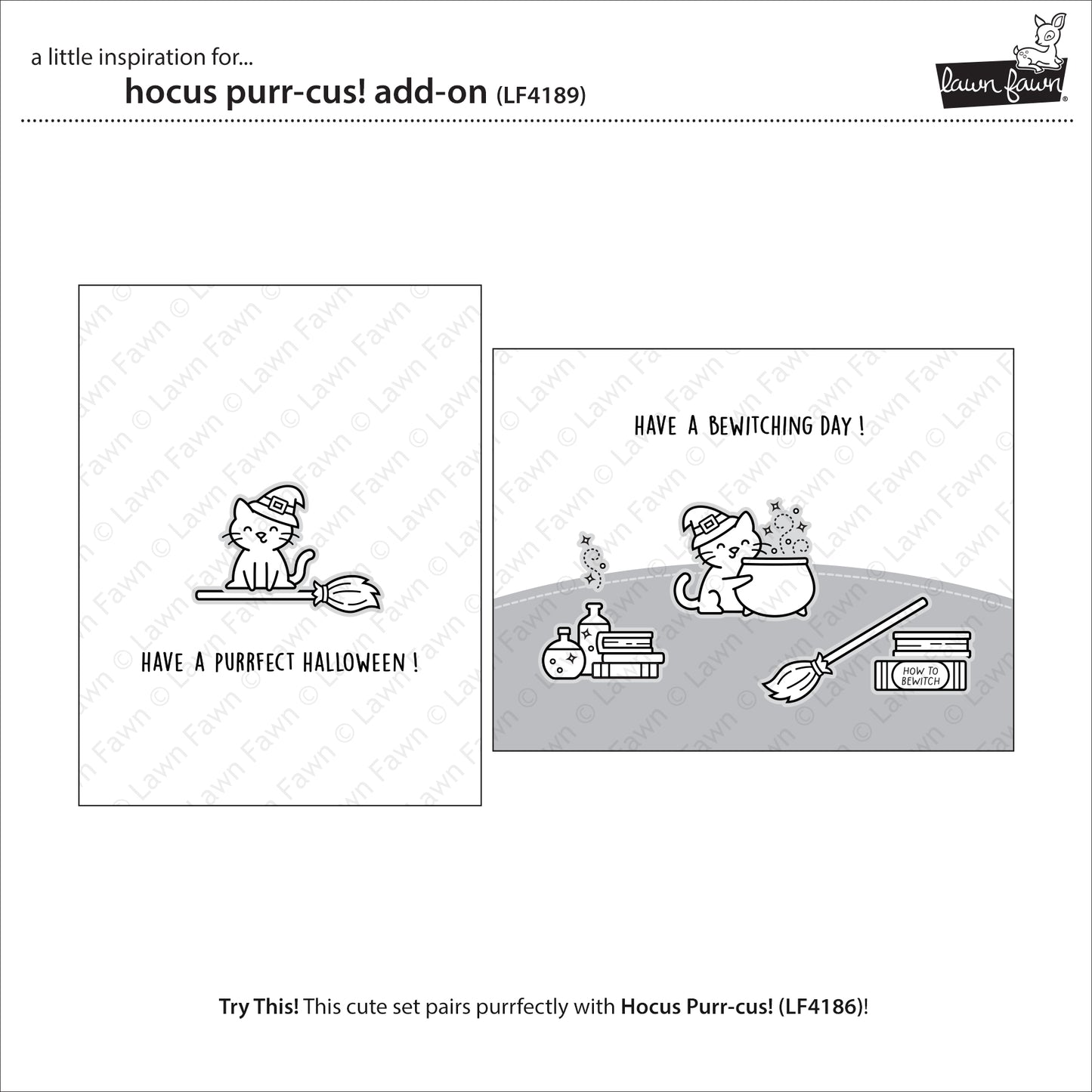 Lawn Fawn Hocus Purr-Cus! Add-on Clear Stamp Set 2x3