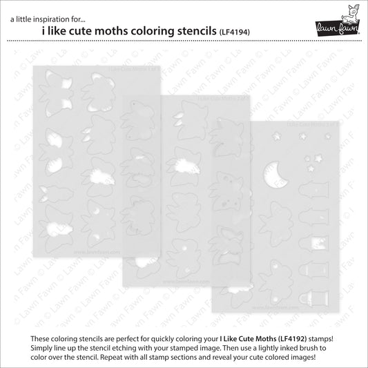 Lawn Fawn I Like Cute Moths Coloring Stencils