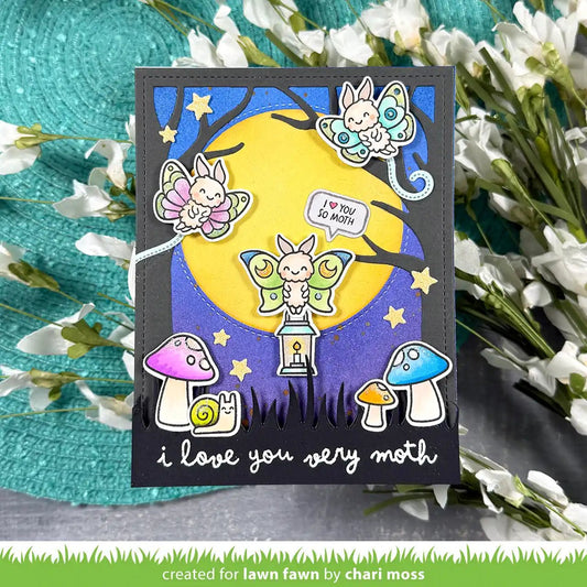 Lawn Fawn I Like Cute Moths Add-on Clear Stamp Set 2x3