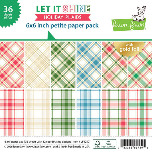 Lawn Fawn Let It Shine Holiday Plaids Petite Paper Pack 6x6