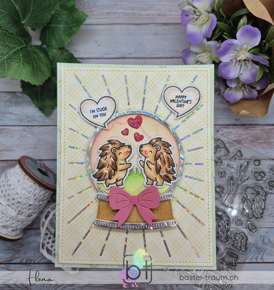 Beispielkarte mit der Stanze Lawn Fawn Radiant heart backdrop