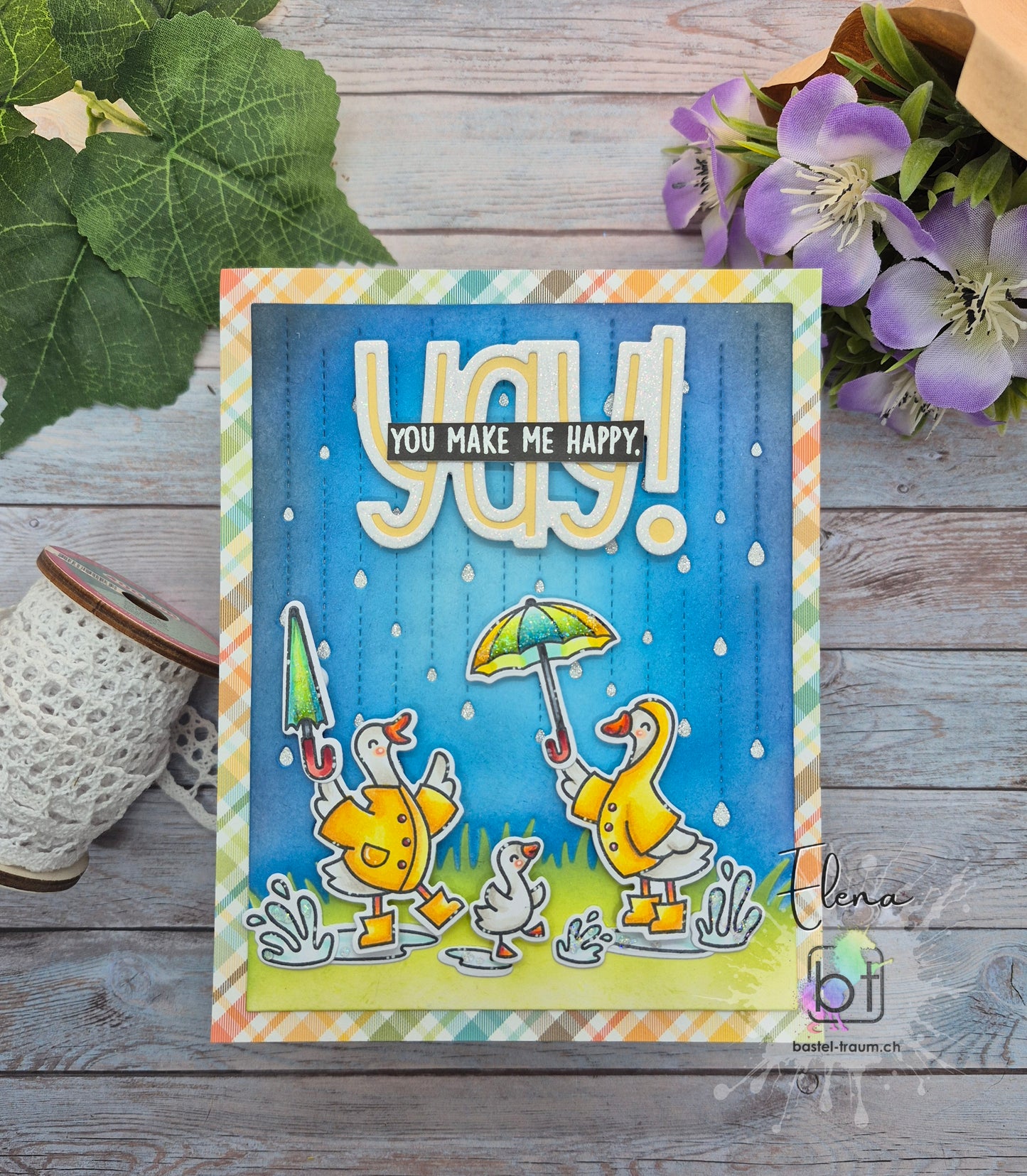 Lawn Fawn silly goose, rain or shine! coloring stencils