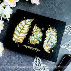 Picket Fence Studios Fanciful Feather Thin Dies – drei Federn