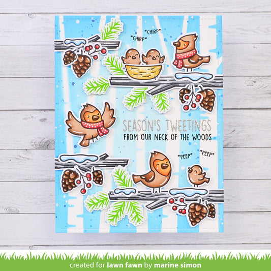 Lawn Fawn Winter Birds clear stamp set 4x6