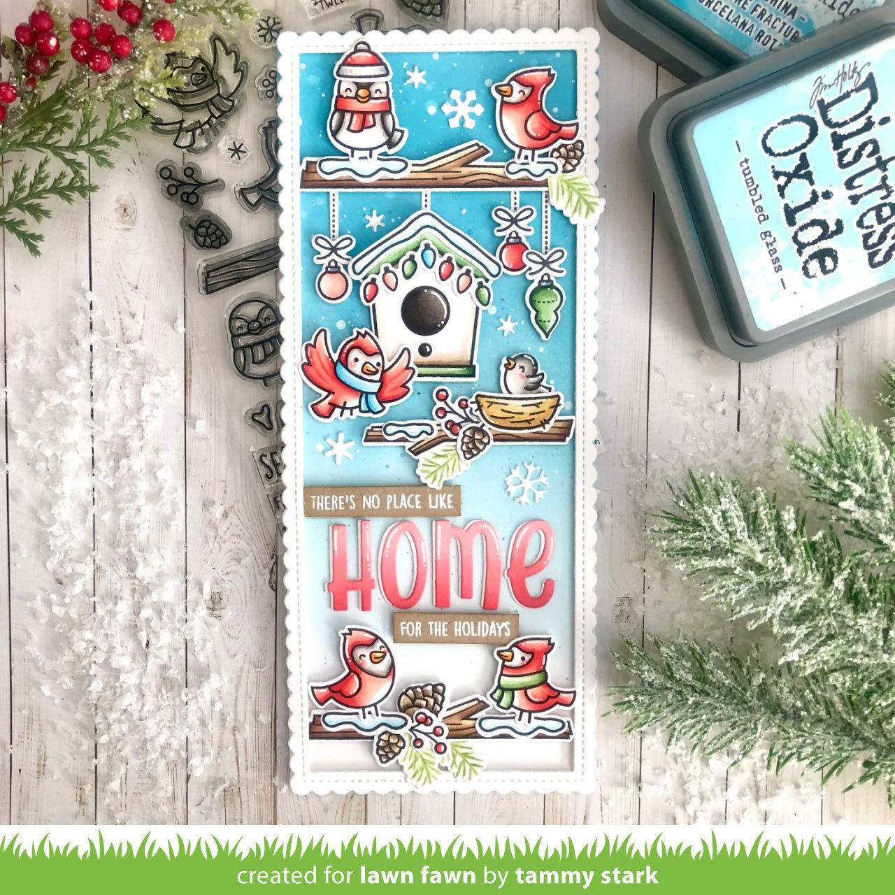 Lawn Fawn Winter Birds Add-On clear stamp set 3x4