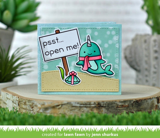 Lawn Fawn Winter Narwhal Clear Stamp 2x3 - Retiring soon!