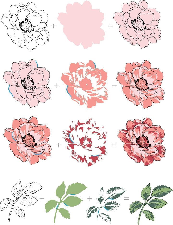 Layer Stempelvorlage für Beautiful Day Clear Stamp Set 6×8 – Pfingstrose