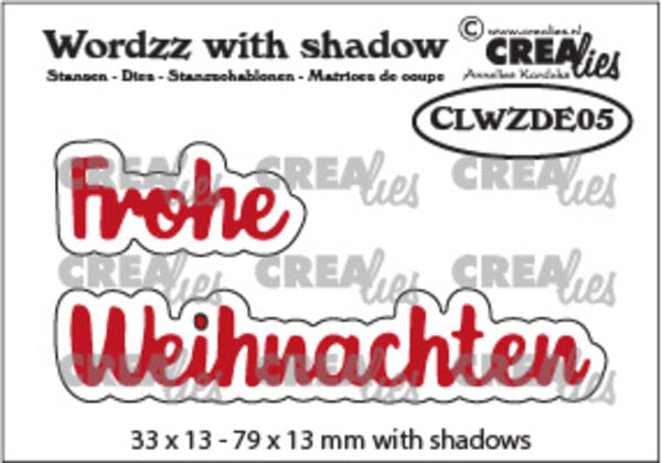 Wordzz With Shadow Dies Nr. 5 Frohe Weihnachten von Crealies – Metallstanzen mit Schatten