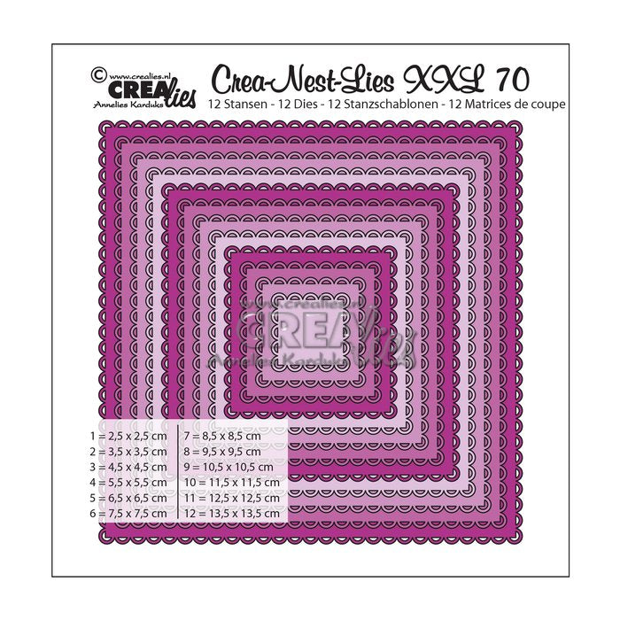 Crealies - Crea-Nest-Lies - Stanzschablonen XXL 70 Squares with open scallop