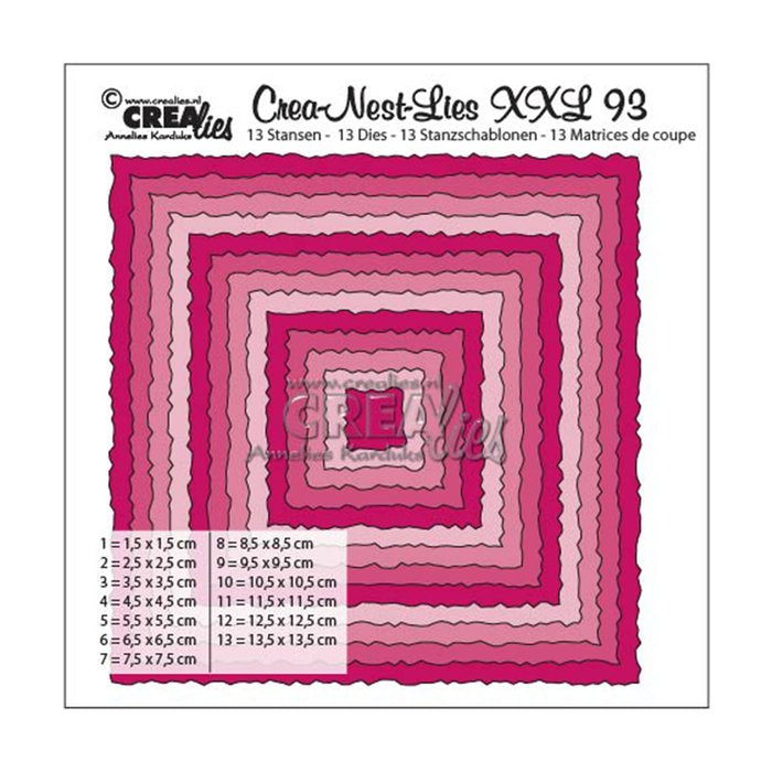 Crealies - Crea-Nest-Lies - Stanzschablonen XXL Quadrate mit rauen Kanten