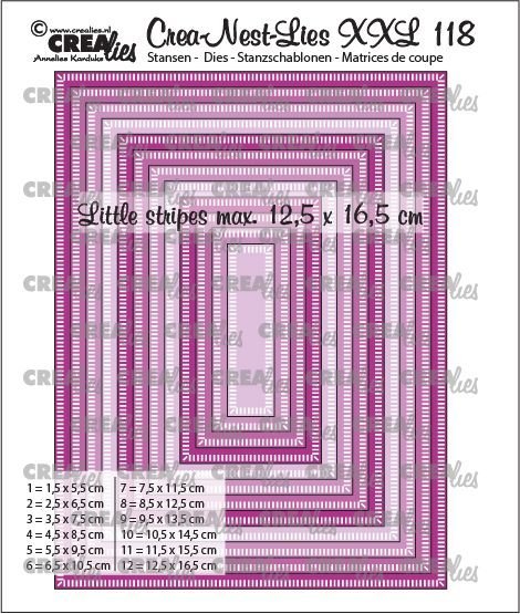 Crealies - Crea-Nest-Lies XXL Stanzschablonen 118 Rectangles with little stripes