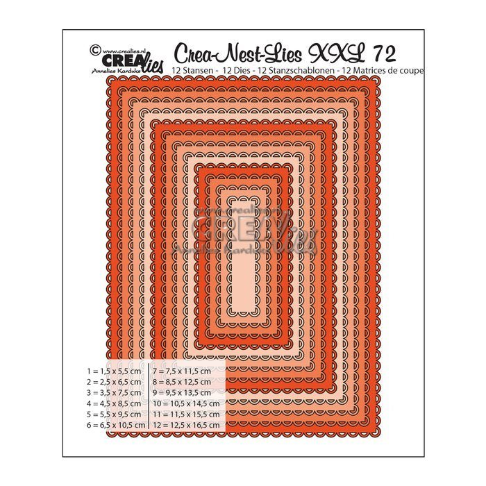 Crealies - Crea-Nest-Lies XXL Stanzschablonen 72 Rectangles with open scallops