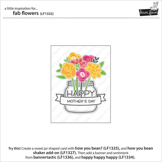 Lawn Fawn - Fab Flowers - Clear Stamp 4x6
