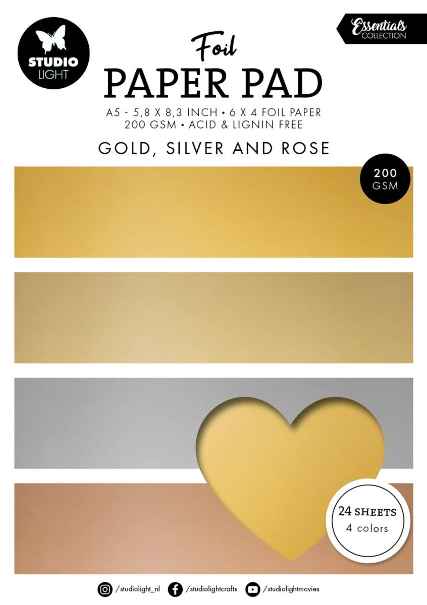 Foil Paper Pad A5 Gold, Silver And Rose