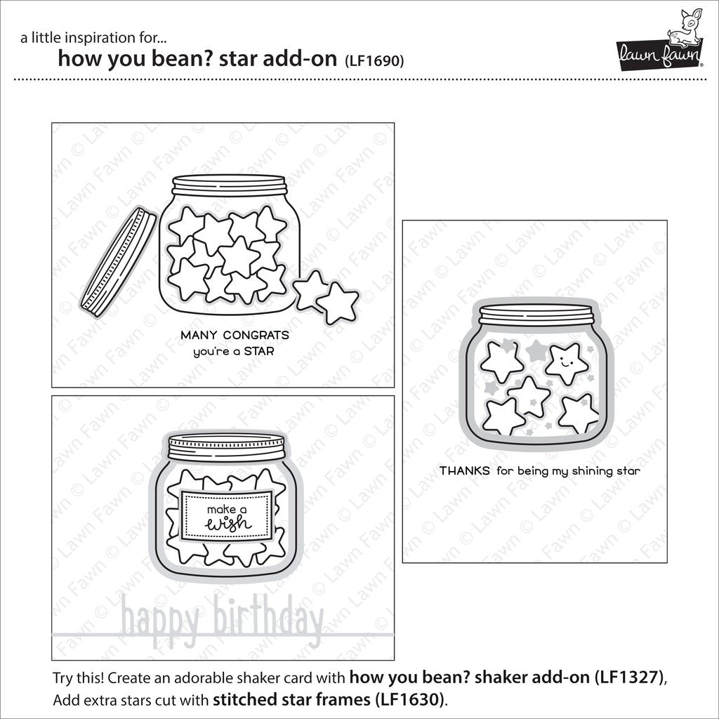 Lawn Fawn - How You Bean? Star Add-On - Clear Stamps 3x4
