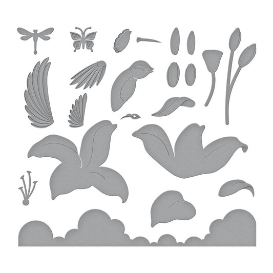 Hummingbird and Lily Etched Dies