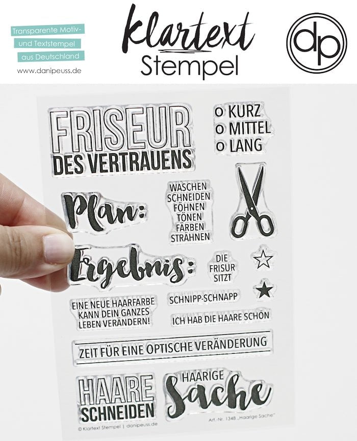Klartext-Stempel - Haarige Sache - Clear Stamp Set 4x6