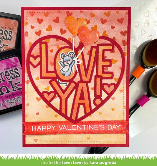 Lawn Fawn - Falling Hearts Background - 2 Layer Schablonen