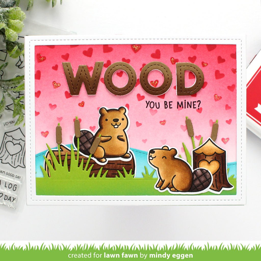 Lawn Fawn - Falling Hearts Background - 2 Layer Schablonen