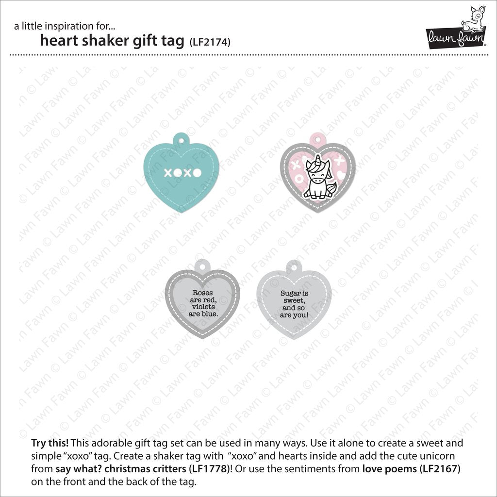 Lawn Fawn - heart shaker gift tag - Stanzen