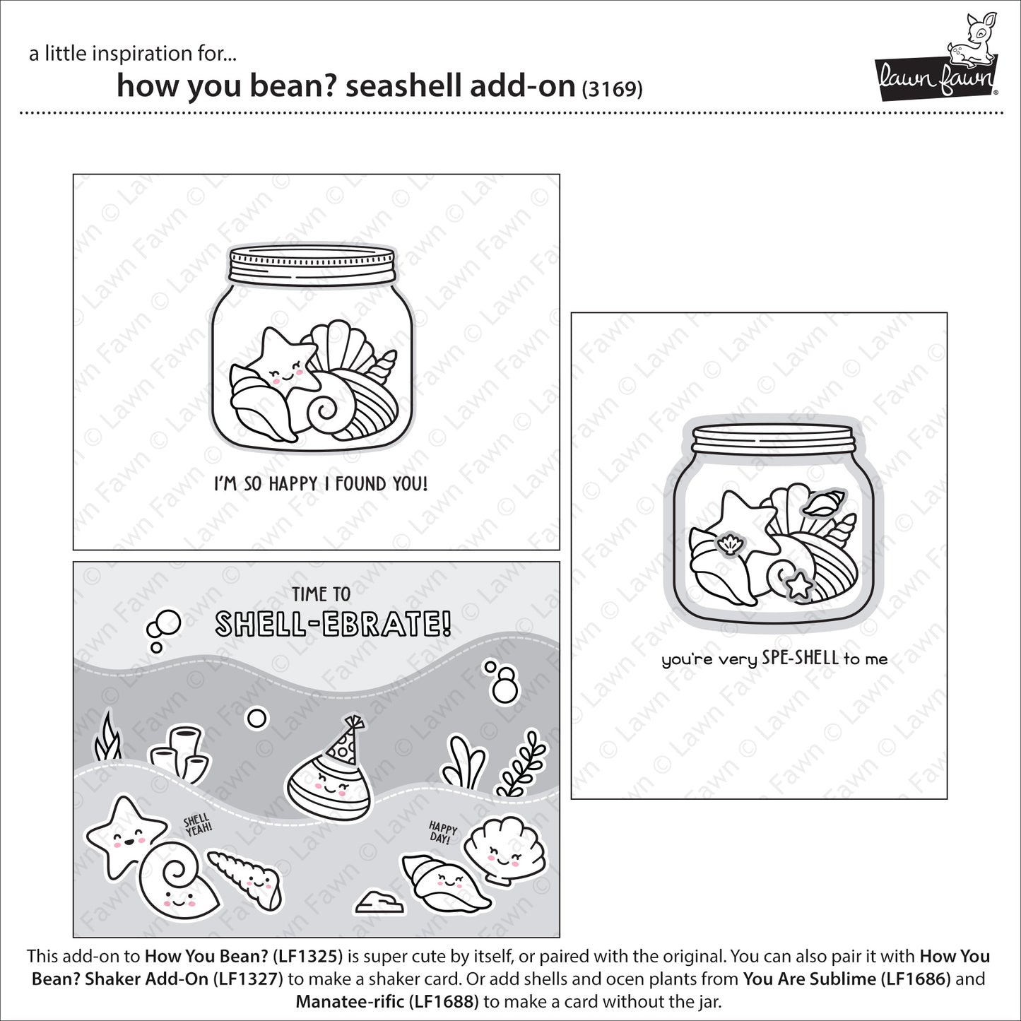 Lawn Fawn - How you bean? Seashell add-on - Clear Stamp 4x6