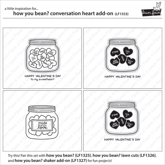 Lawn Fawn - How You Been? Conversation Heart Add-On - Clear Stamps 3x4