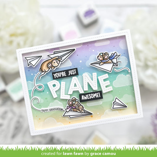 Lawn Fawn - Just Plane awesome Sentiment Trail- Clear Stamp Set bastel-traum.ch