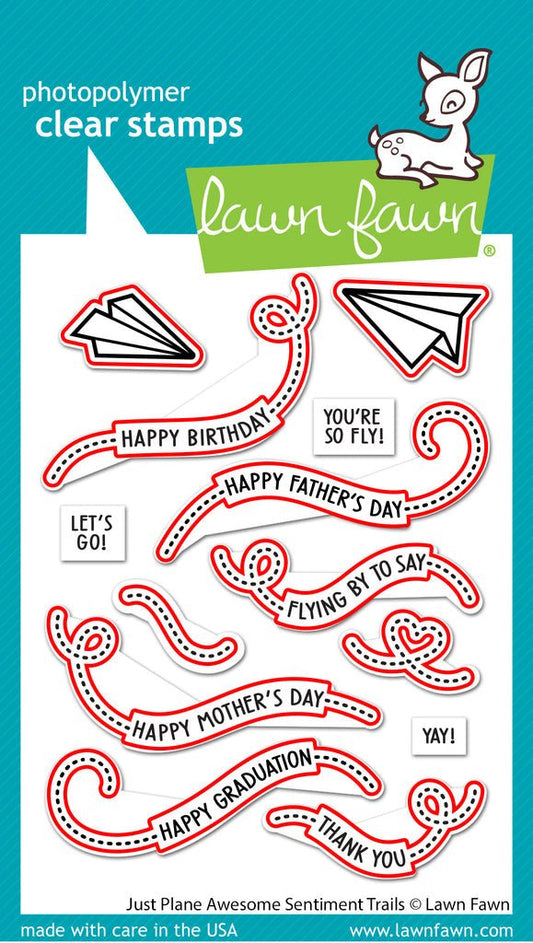 Lawn Fawn - Just Plane awesome Sentiment Trails - Stanzschablonen bastel-traum.ch