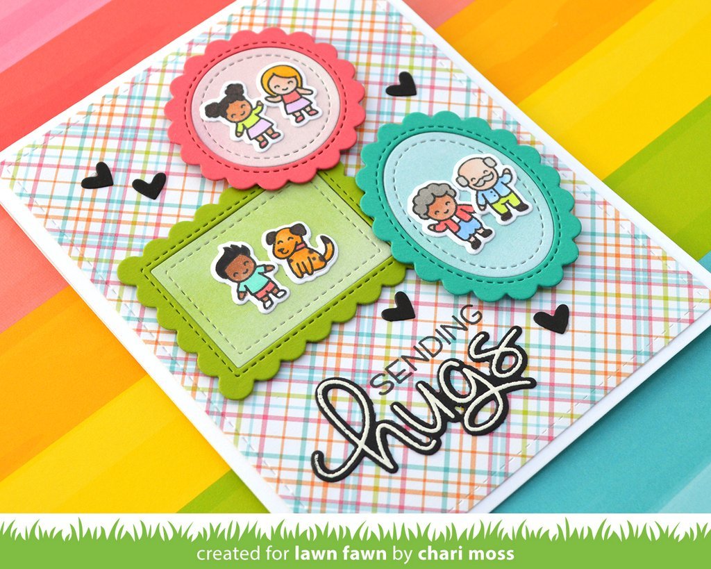 Lawn Fawn - Long Distance Hugs - Clear Stamp Set 3x4