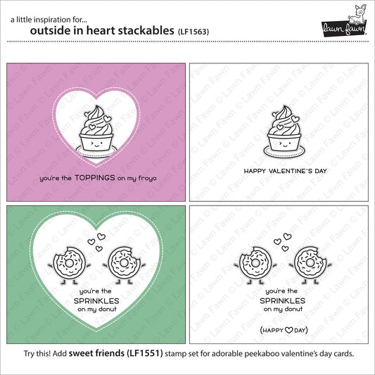 Lawn Fawn - Outside In Stitched Heart Stackables - Stanze