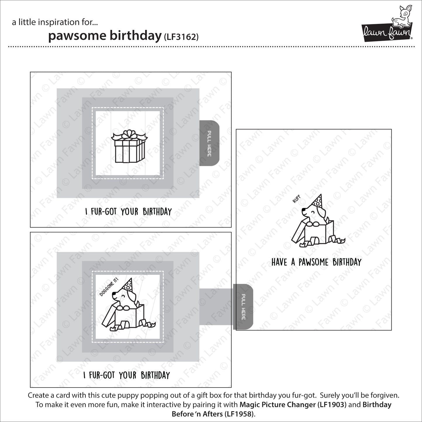 Lawn Fawn - pawsome birthday - Clear Stamp 2x3