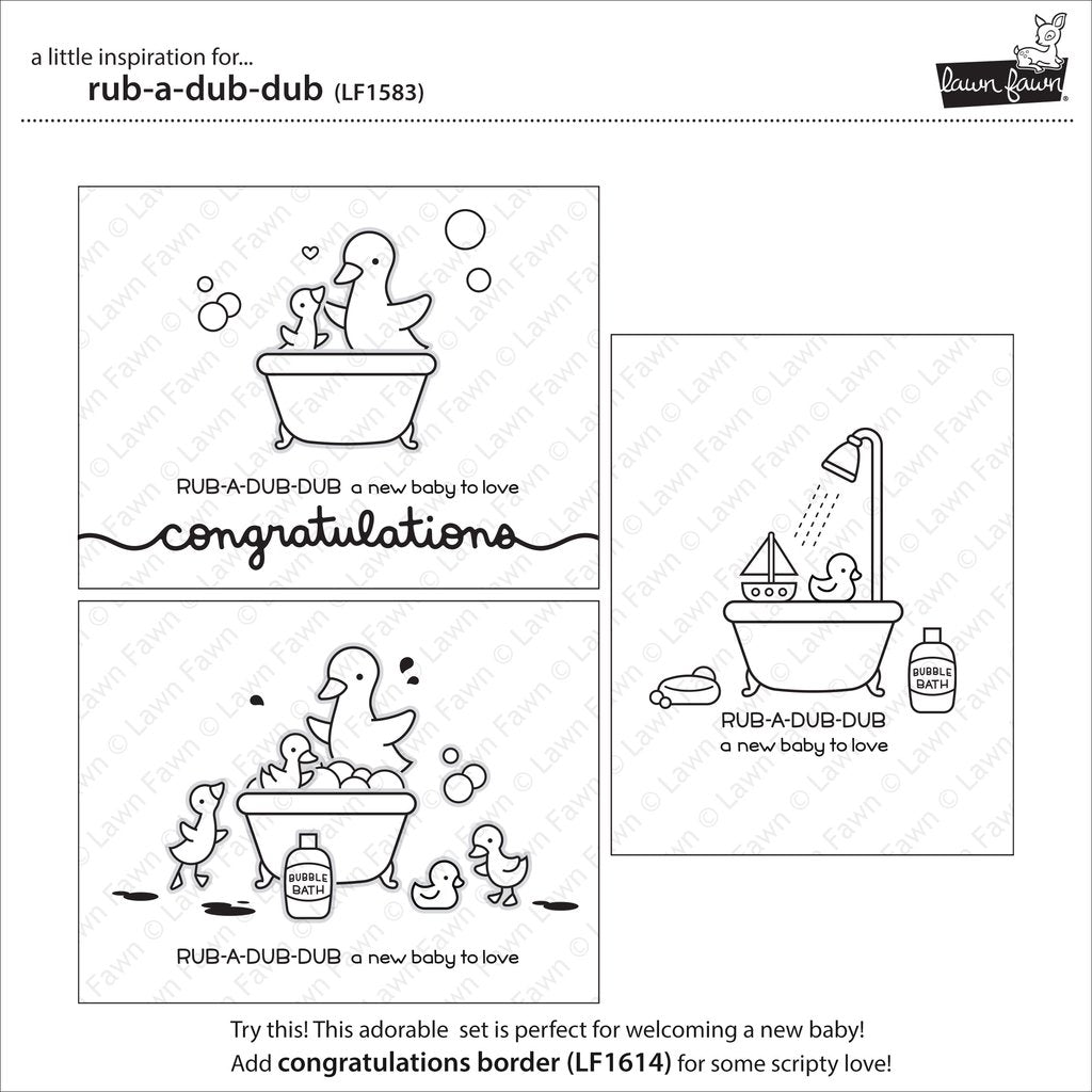 Lawn Fawn - Rub-A-Dub-Dub - Clear Stamps 4x6