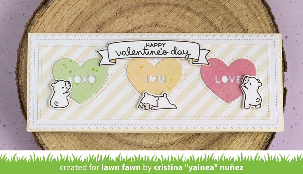 Lawn Fawn - Scalloped Slimline with Hearts: Landscape - Stand alone Stanze