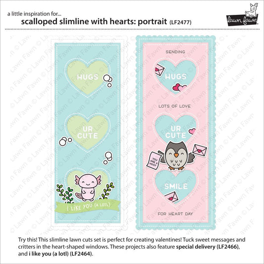 Lawn Fawn - Scalloped Slimline with Hearts: Portrait - Stand alone Stanze