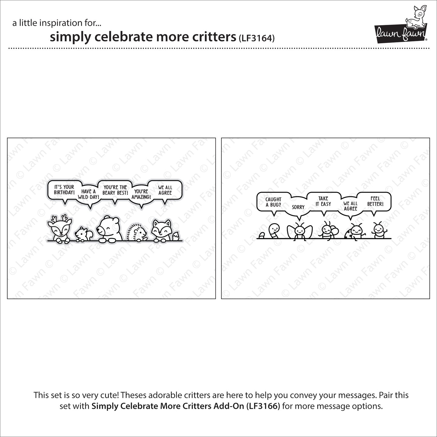 Lawn Fawn - Simply celebrate more critters - Clear Stamp 4x6
