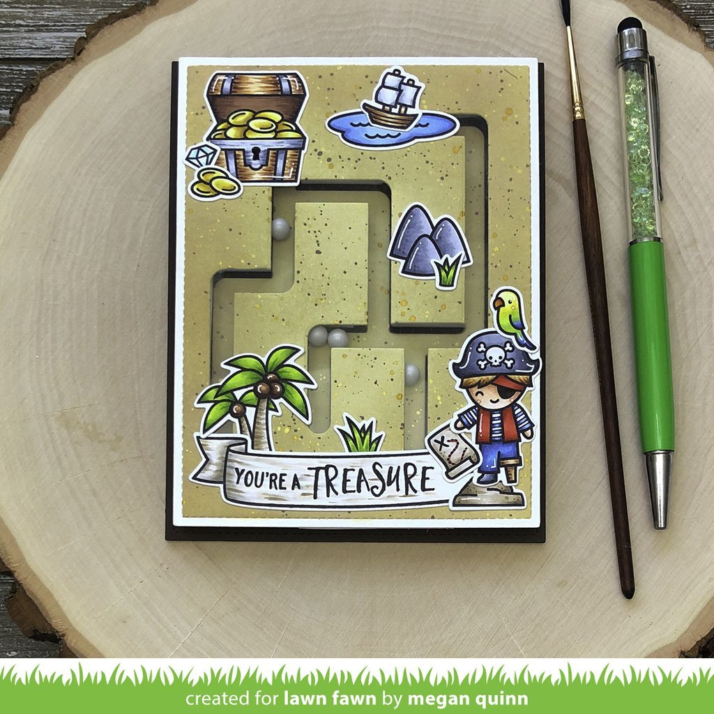 Lawn Fawn - slide on over maze - Stanzen