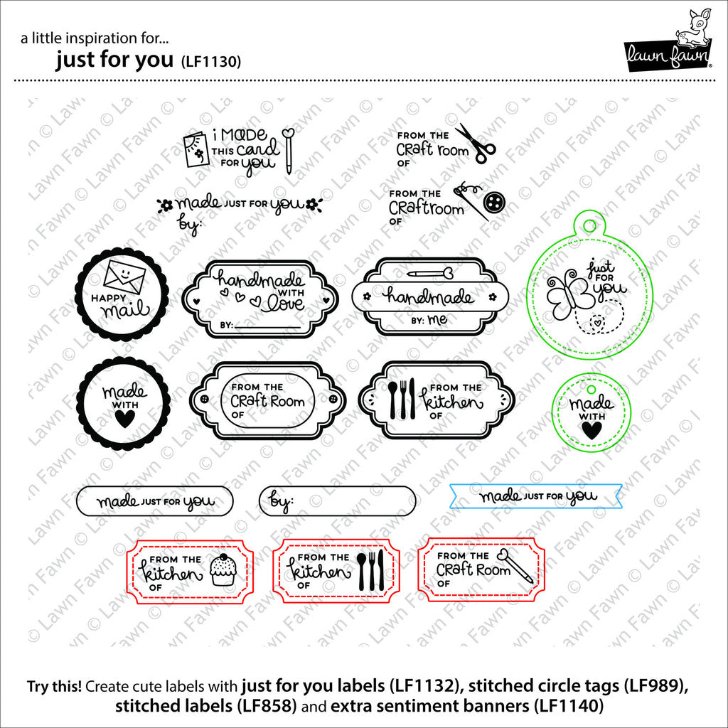 Lawn Fawn - Stempelset 3x4" - Just For You Labels