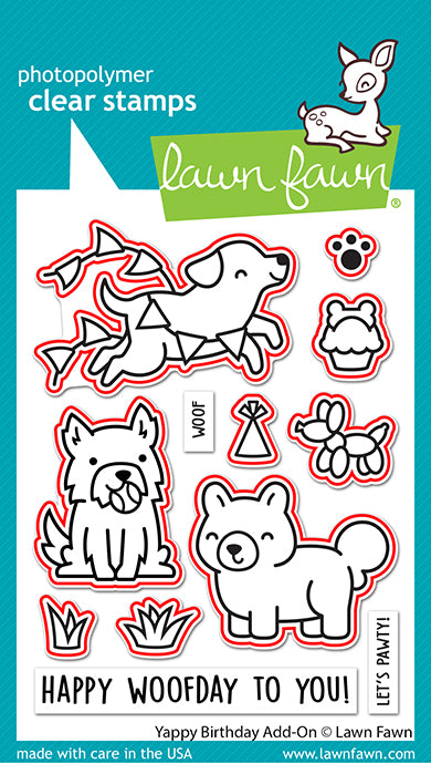 Lawn Fawn - Yappy birthday add-on - Stanzschablonen
