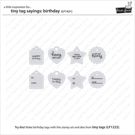 Lawn Fawn - Tiny Tag Sayings: Birthday - Clear Stamp 3x4