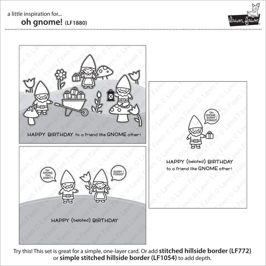 Lawn Fawn - Oh Gnome! - Clear Stamp 4x6