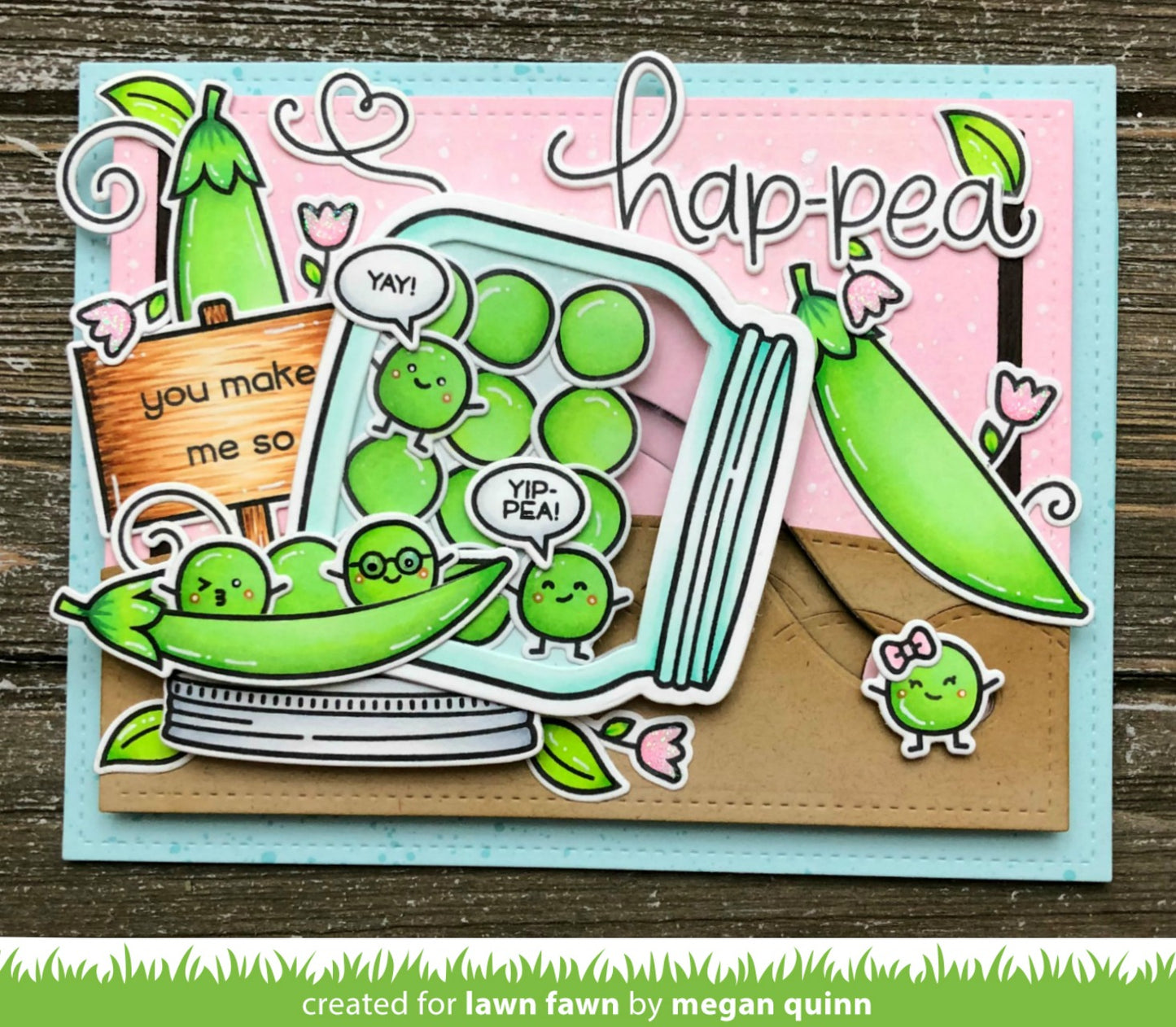 Lawn Fawn - Be Hap-pea - Clear Stamp 4x6