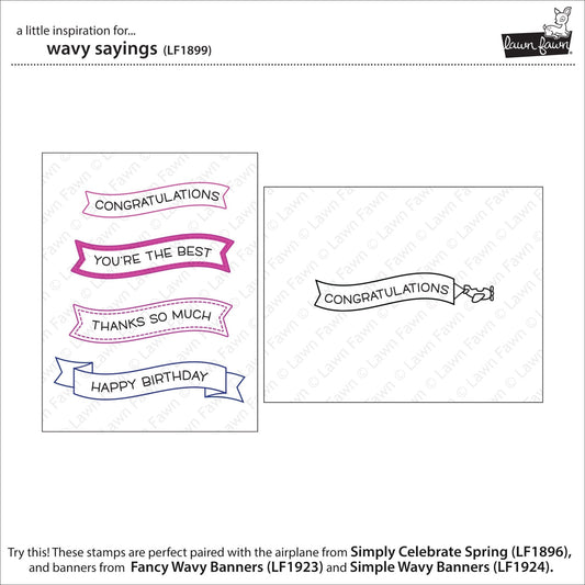 Lawn Fawn - Wavy Sayings - Clear Stamp 3x4
