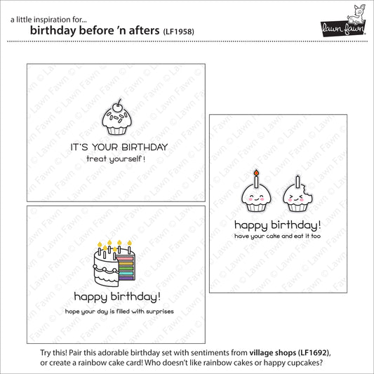 Lawn Fawn - Birthday Before 'n Afters - Clear Stamp 4x6